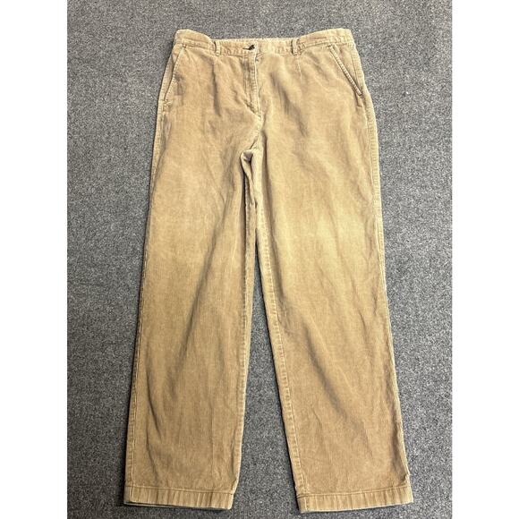 L.L. Bean Womens Size 12 Beige High Rise Cotton Corduroy Pants Retro Classic - Picture 1 of 7
